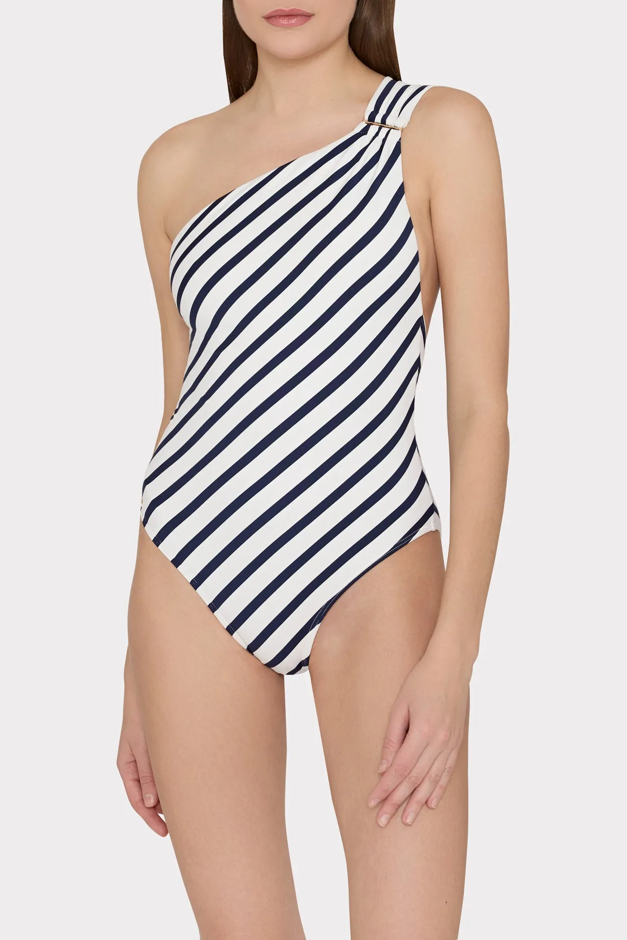 Nautical Stripe One Shoulder One Piece