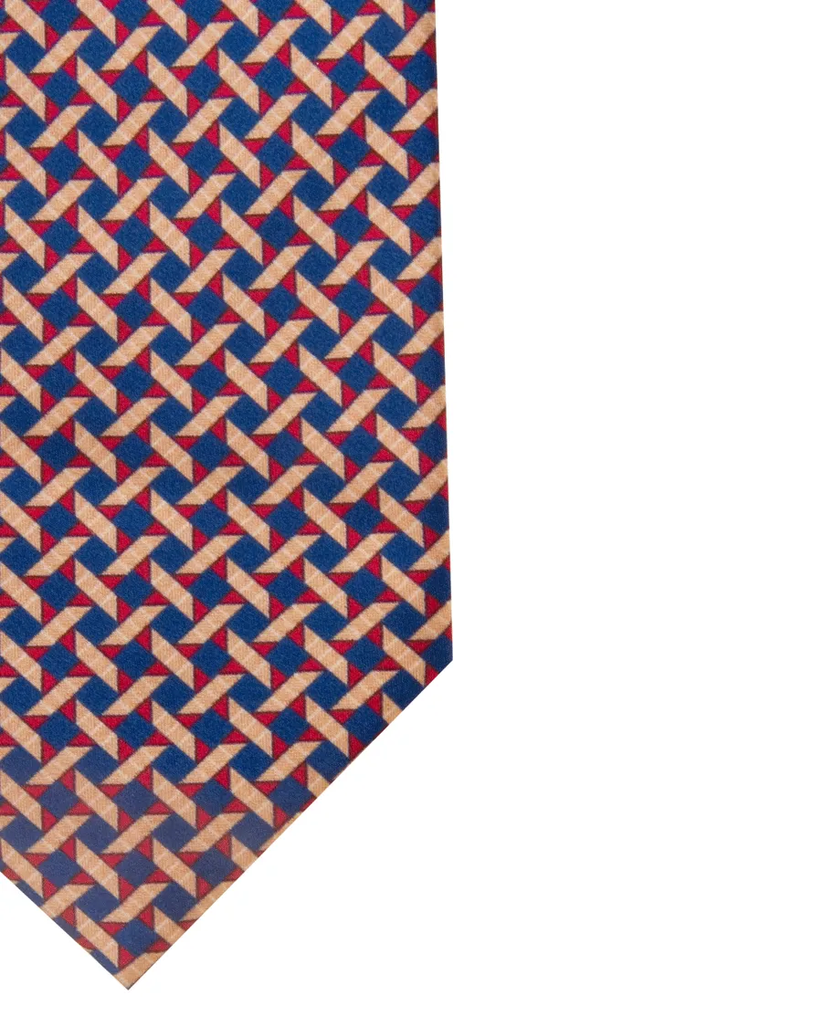 Navy and Red Geometric Tie