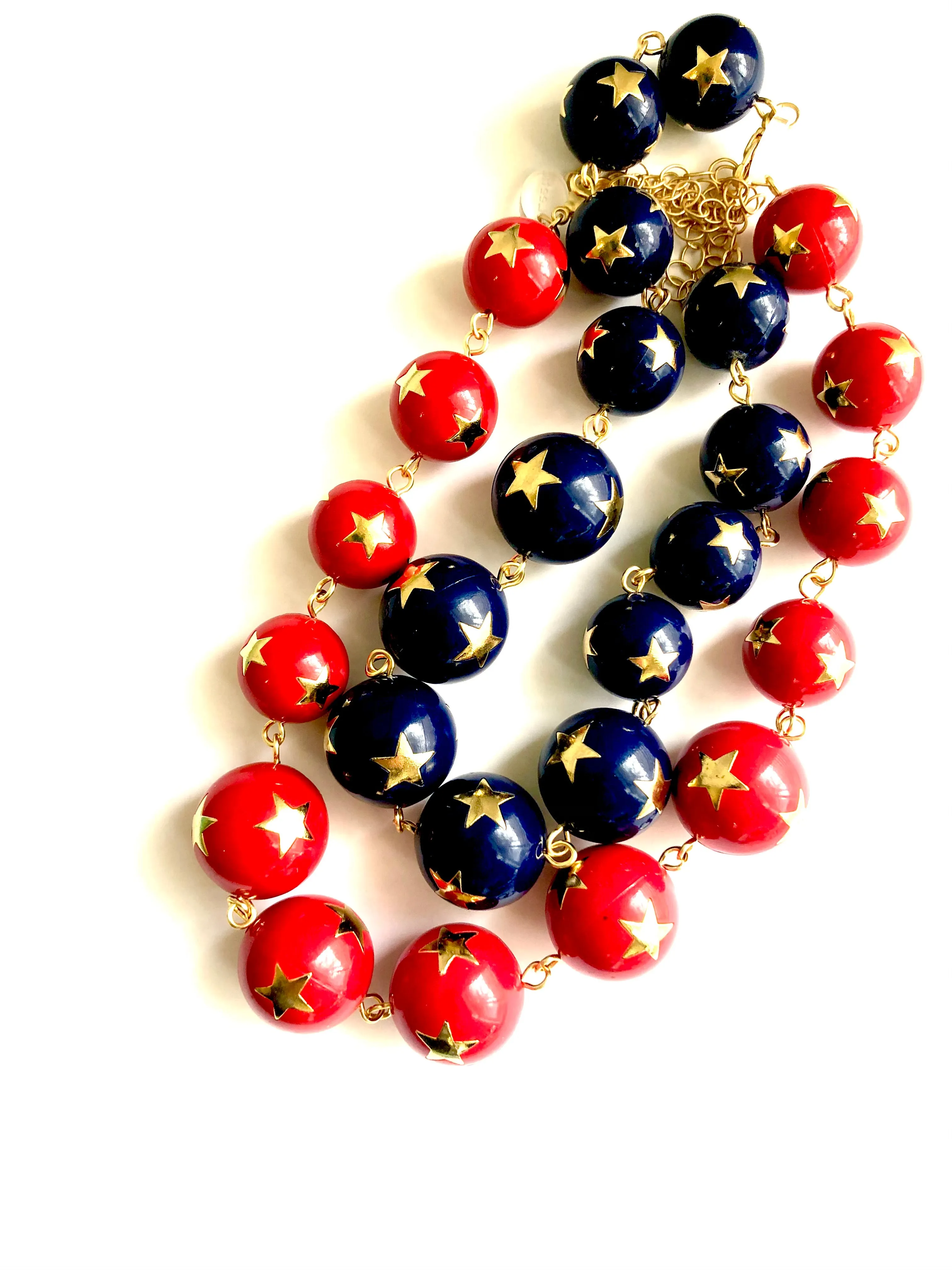 Navy Blue & Gold Superstar Beaded Amelia Necklace