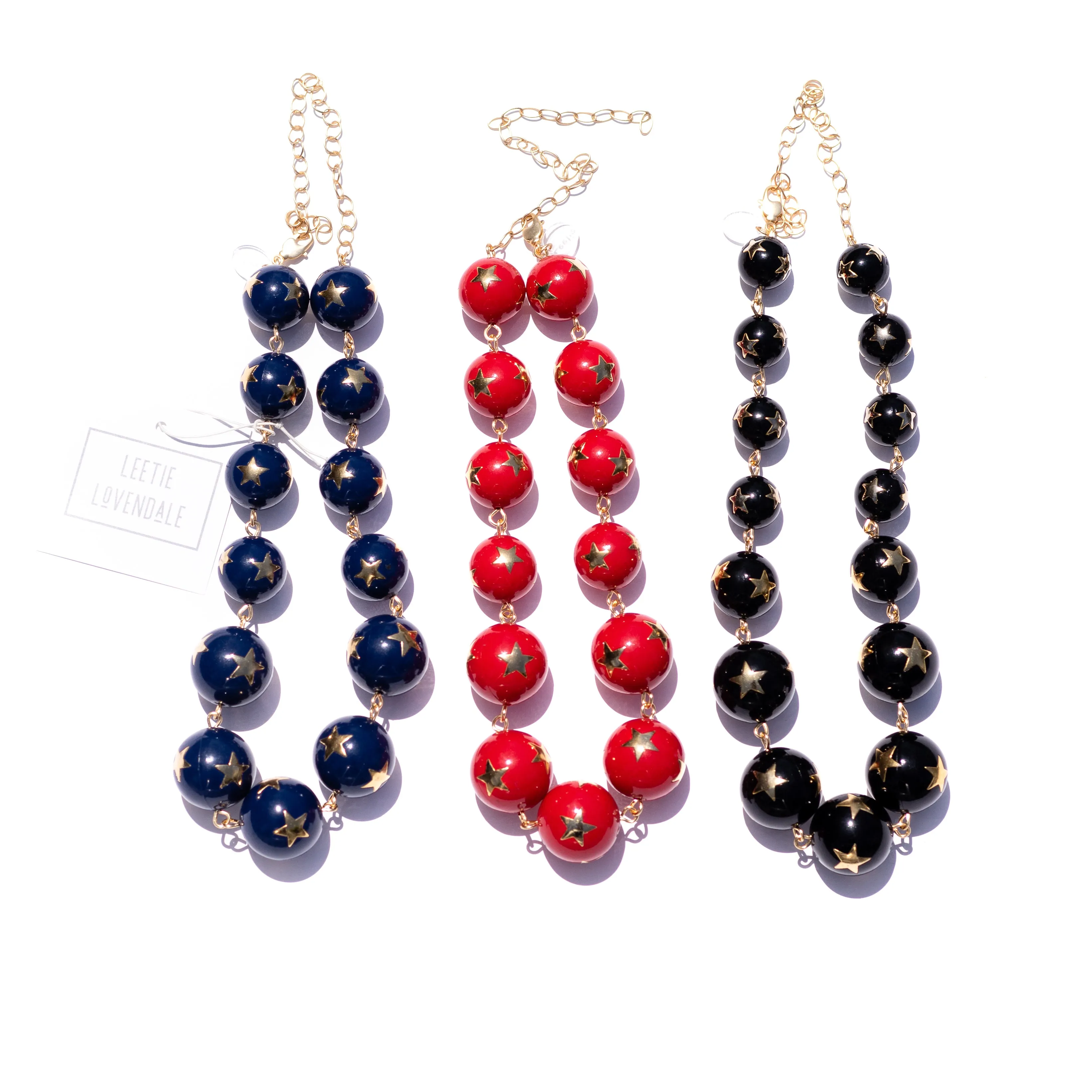 Navy Blue & Gold Superstar Beaded Amelia Necklace