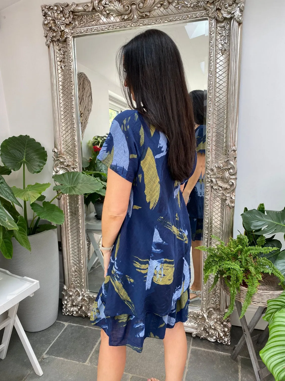 Navy Brushstroke Paint Dress Sabrina