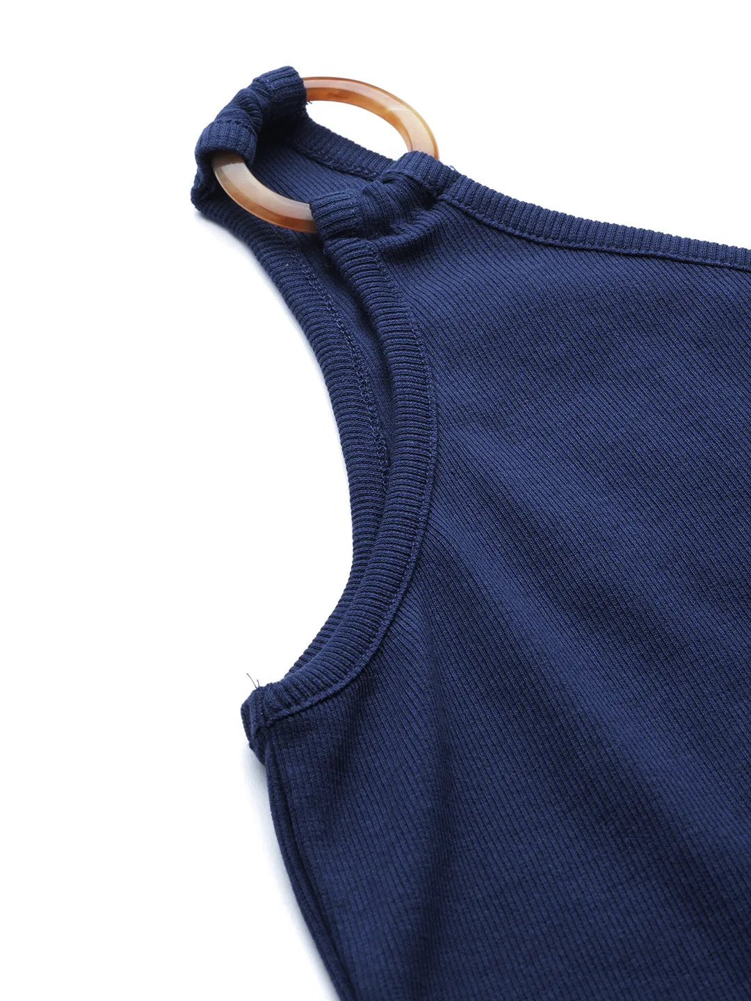 Navy One Shoulder Strappy Top