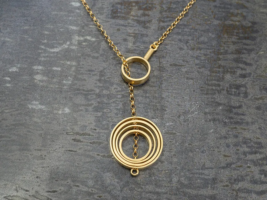 Nested Circles Lariat, Gold