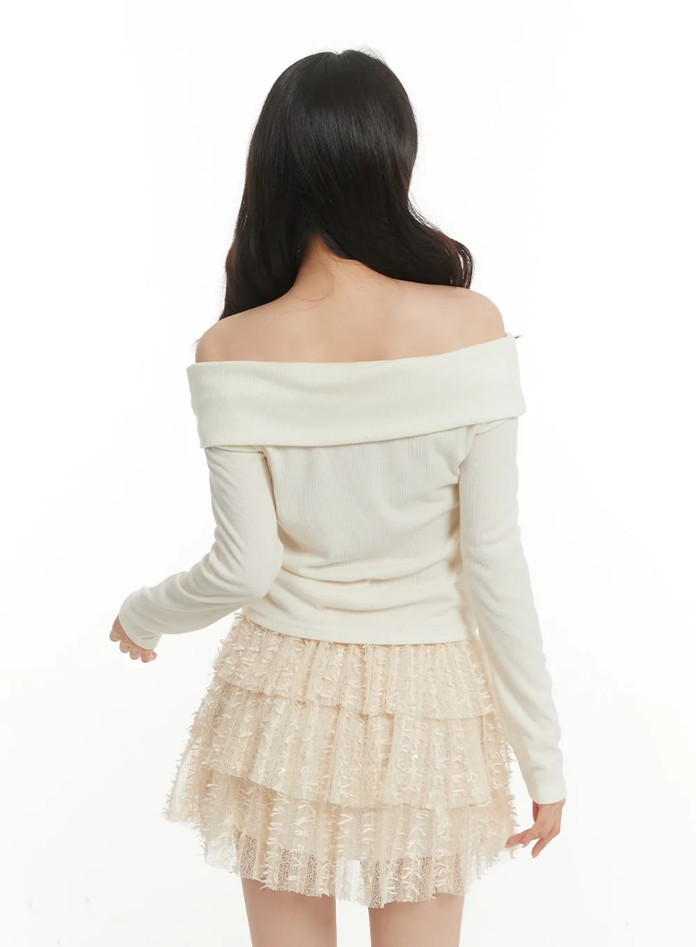 Off-Shoulder Long Sleeve Top OF428