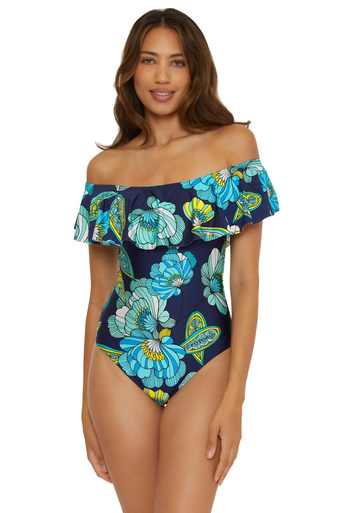 Off-The-Shoulder Ruffle One Piece Swimsuit