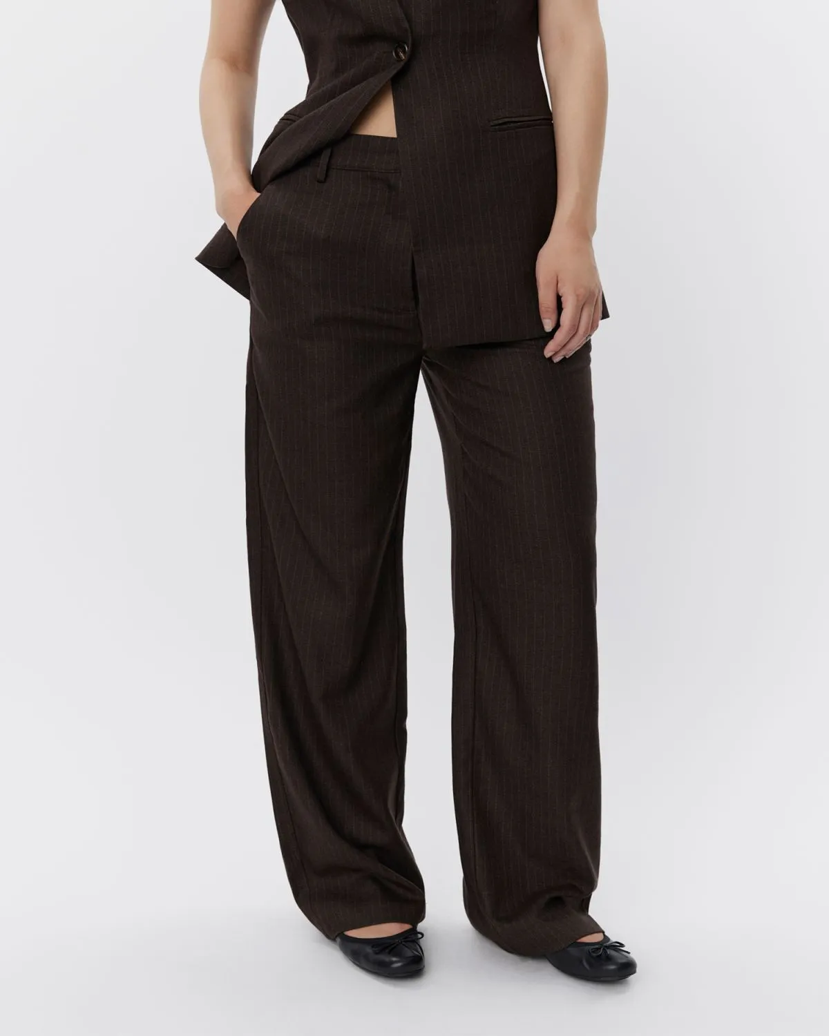 OLIVESW TROUSERS - Brown Striped