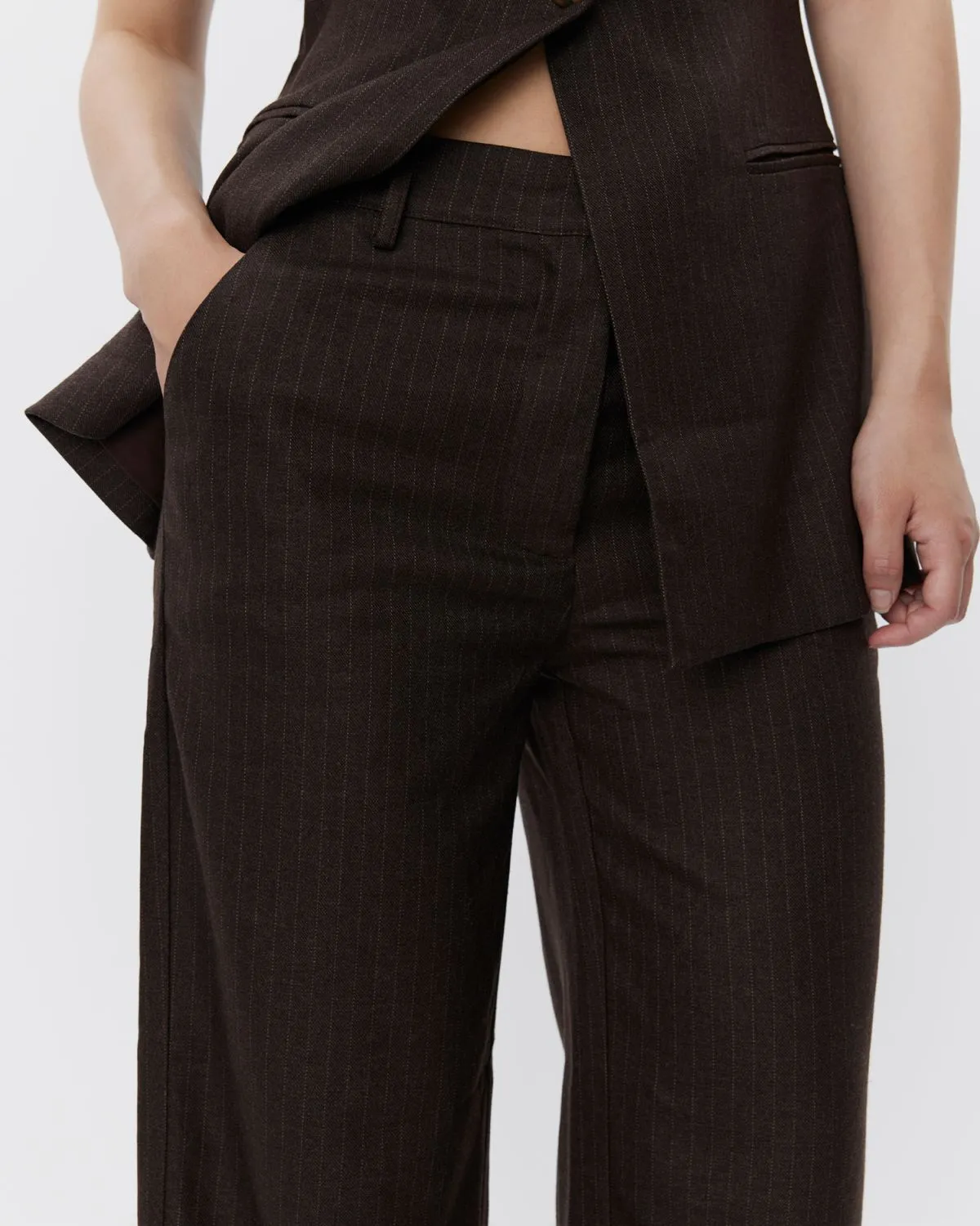 OLIVESW TROUSERS - Brown Striped