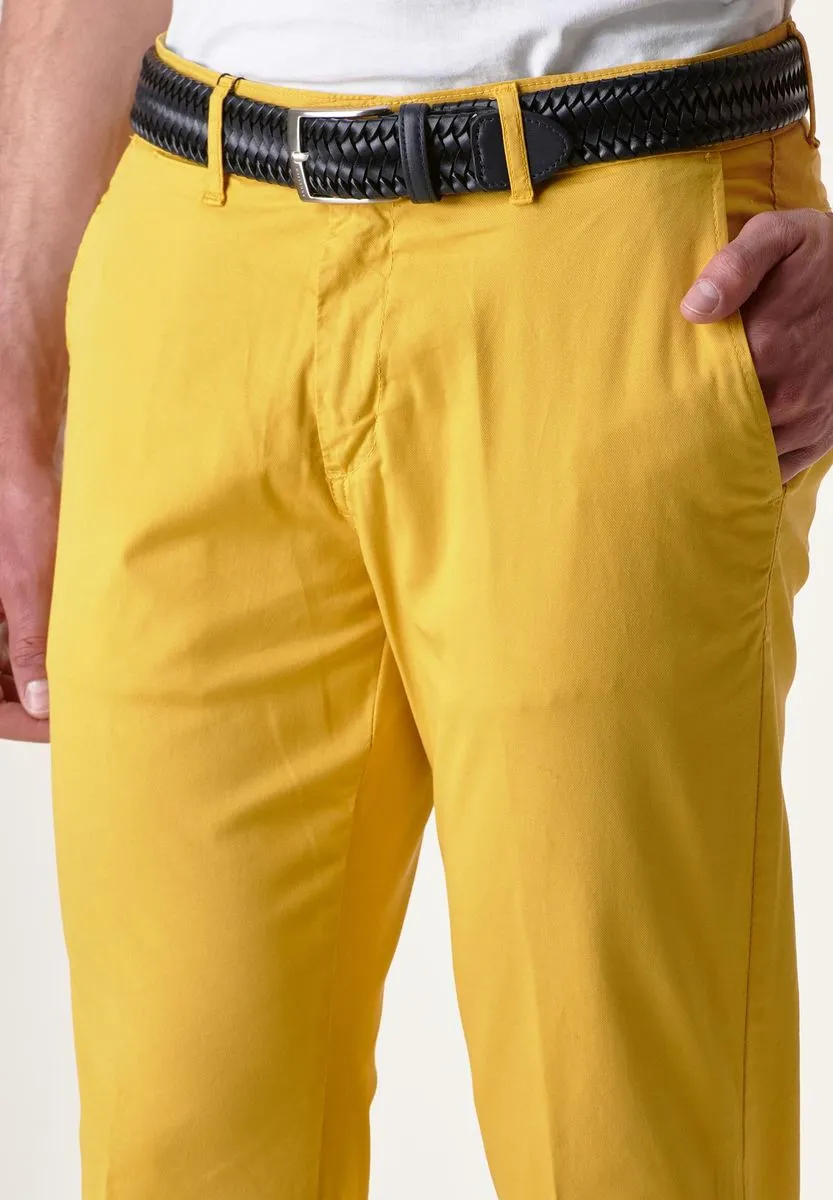 Pantalone giallo tricotina tinto capo slim