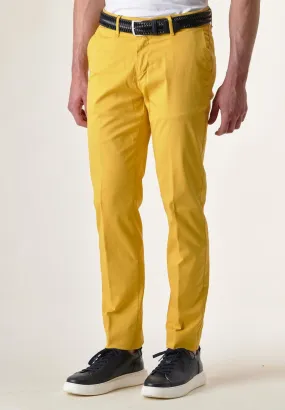 Pantalone giallo tricotina tinto capo slim