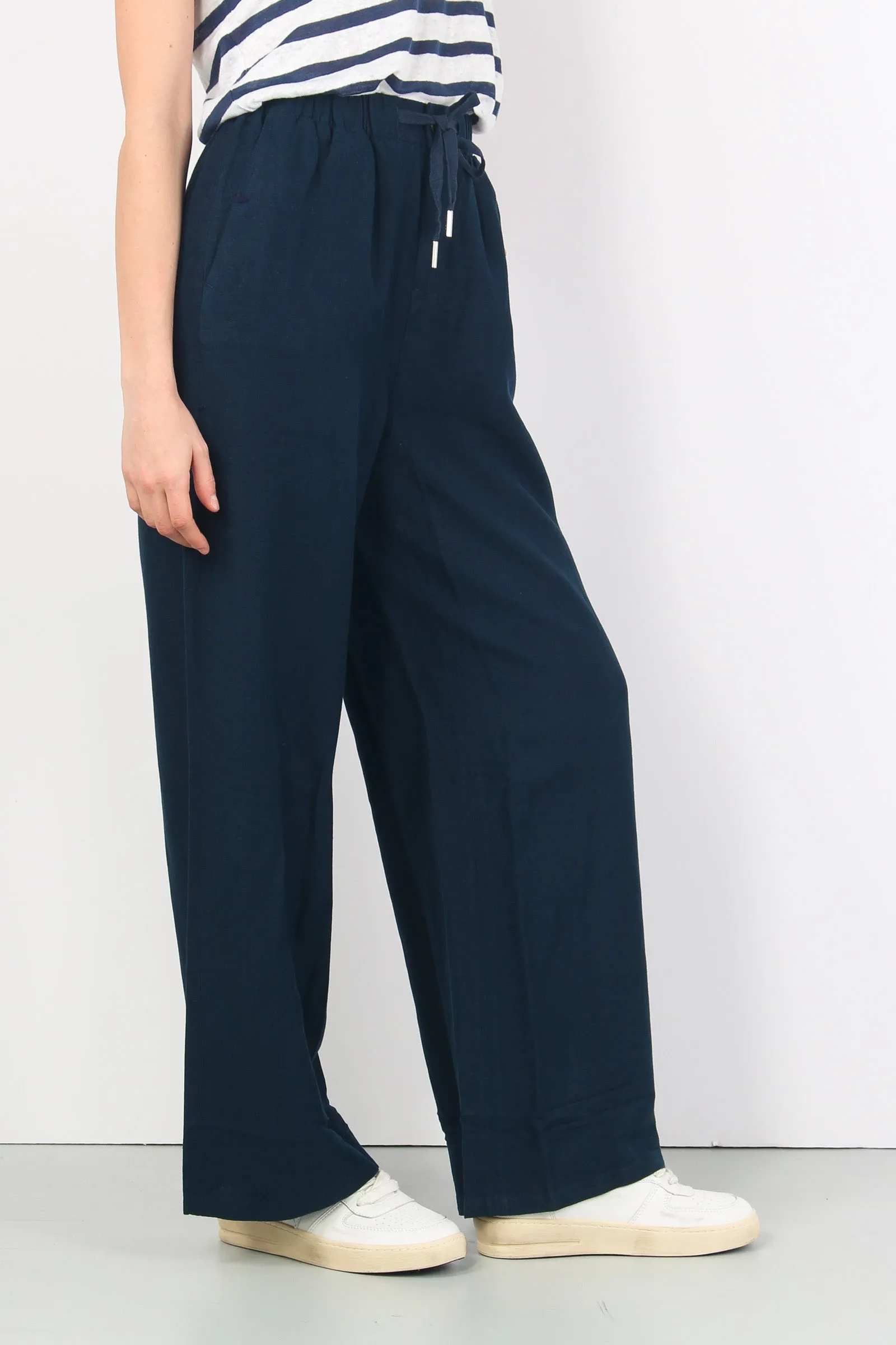 Pantalone Lino Coulisse Navy Blue