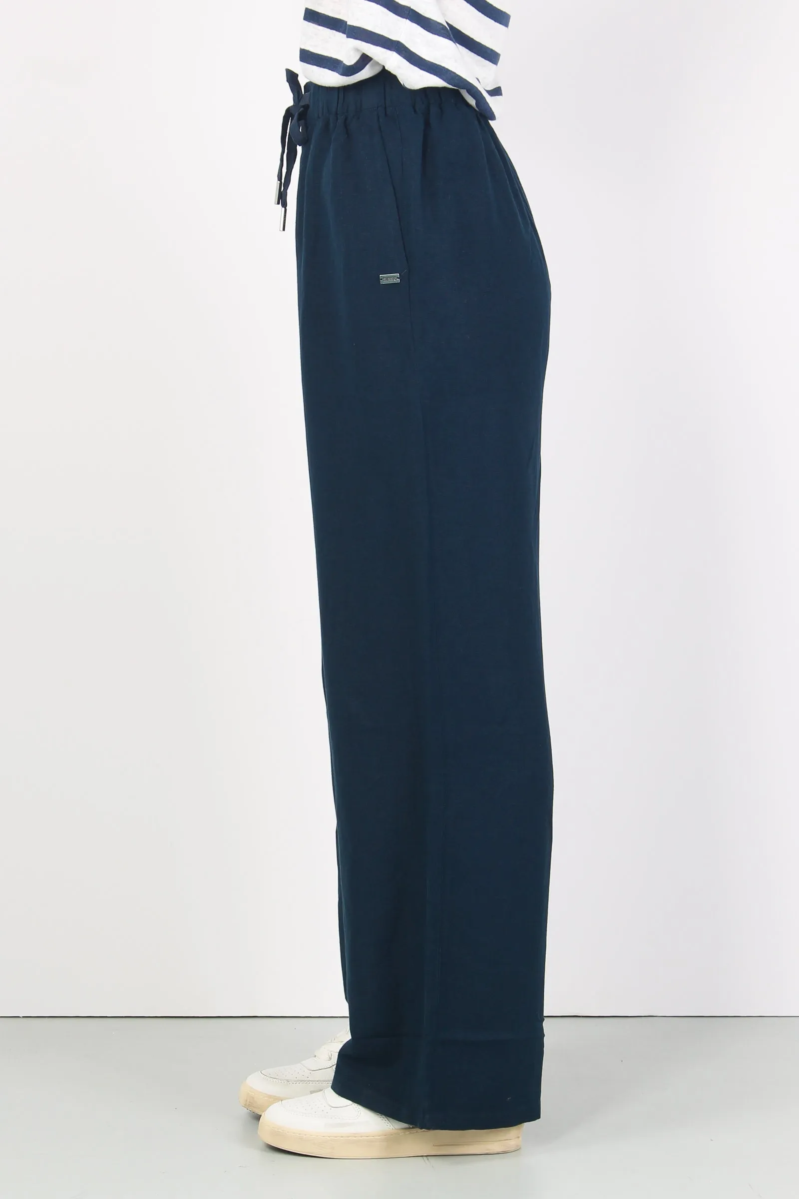 Pantalone Lino Coulisse Navy Blue