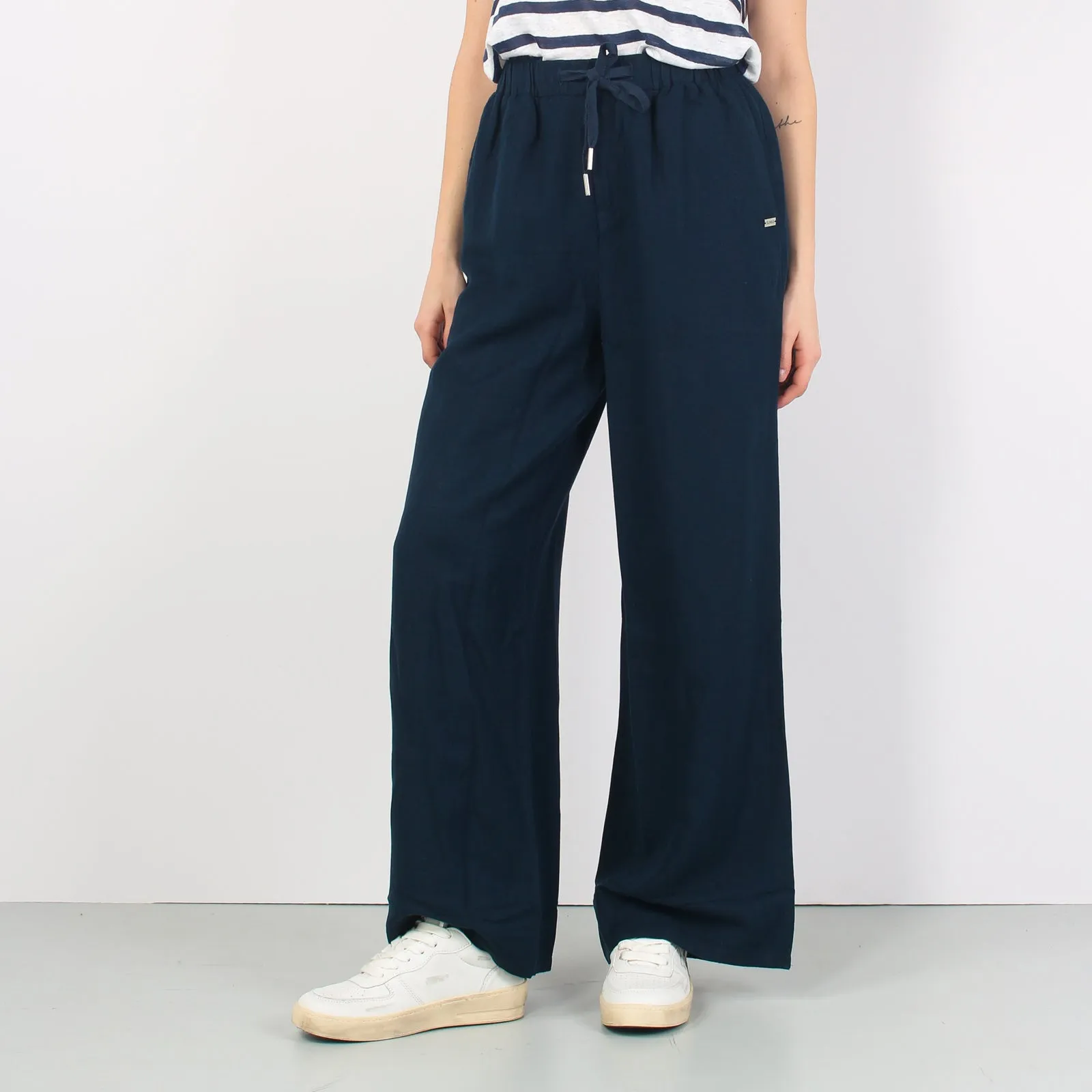 Pantalone Lino Coulisse Navy Blue