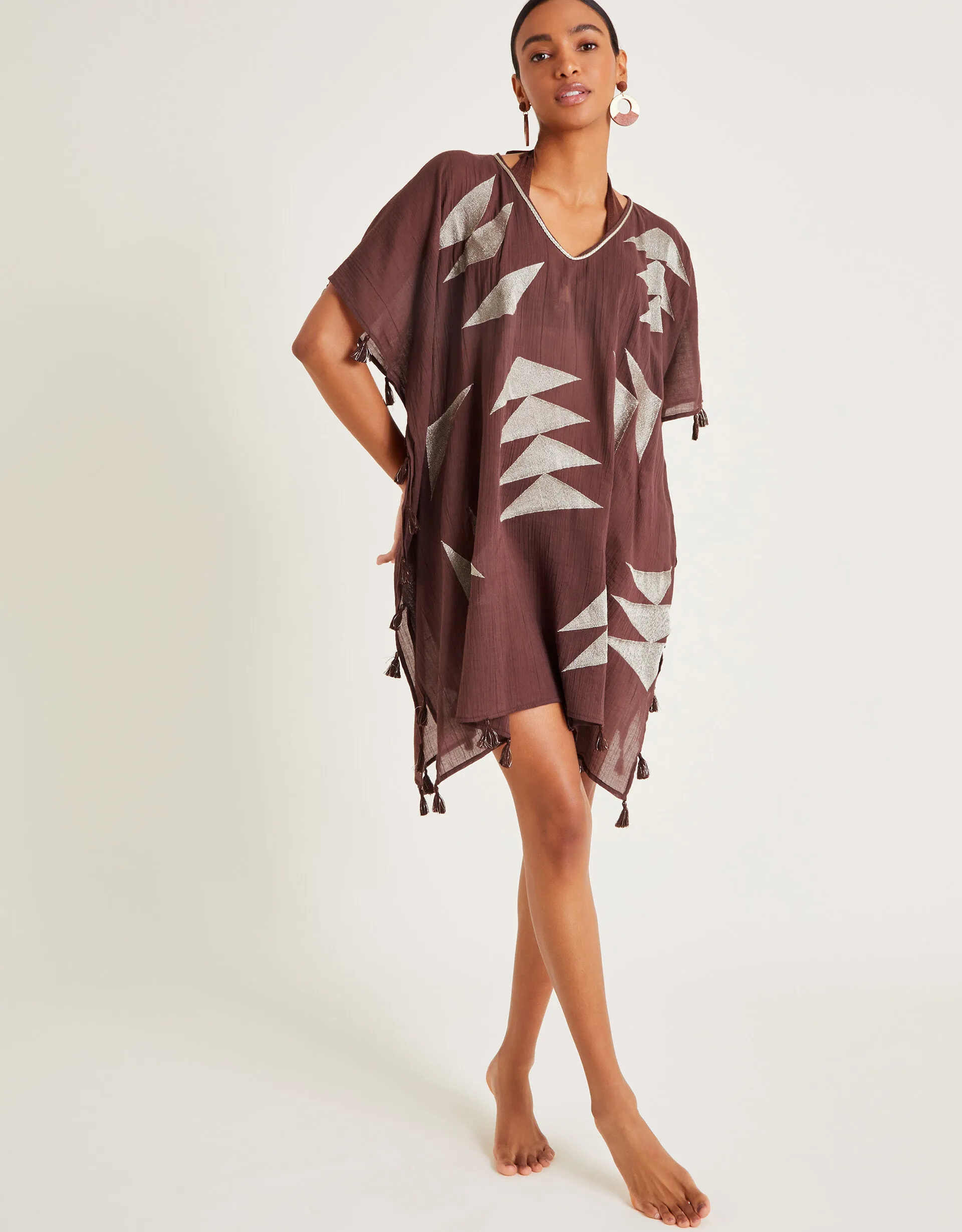 Patti Embroidered Kaftan Brown