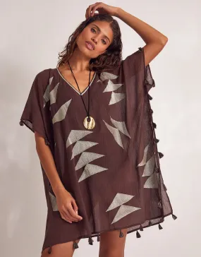 Patti Embroidered Kaftan Brown