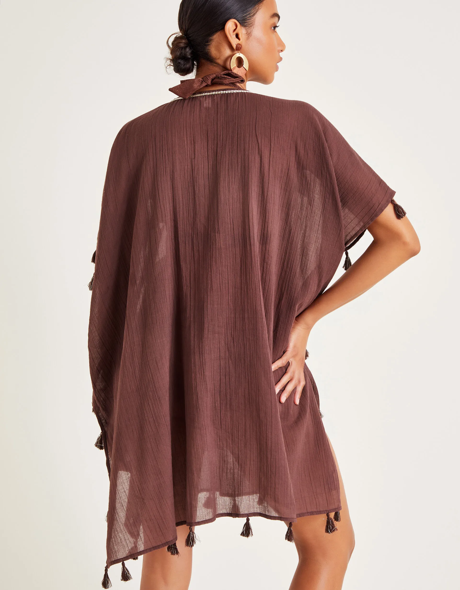 Patti Embroidered Kaftan Brown