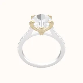 Pave Cathedral Engagement Ring With Double Prongs Head