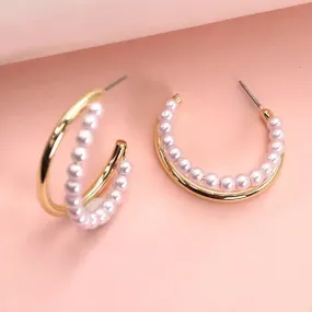 Pearl Double Hoop Earrings