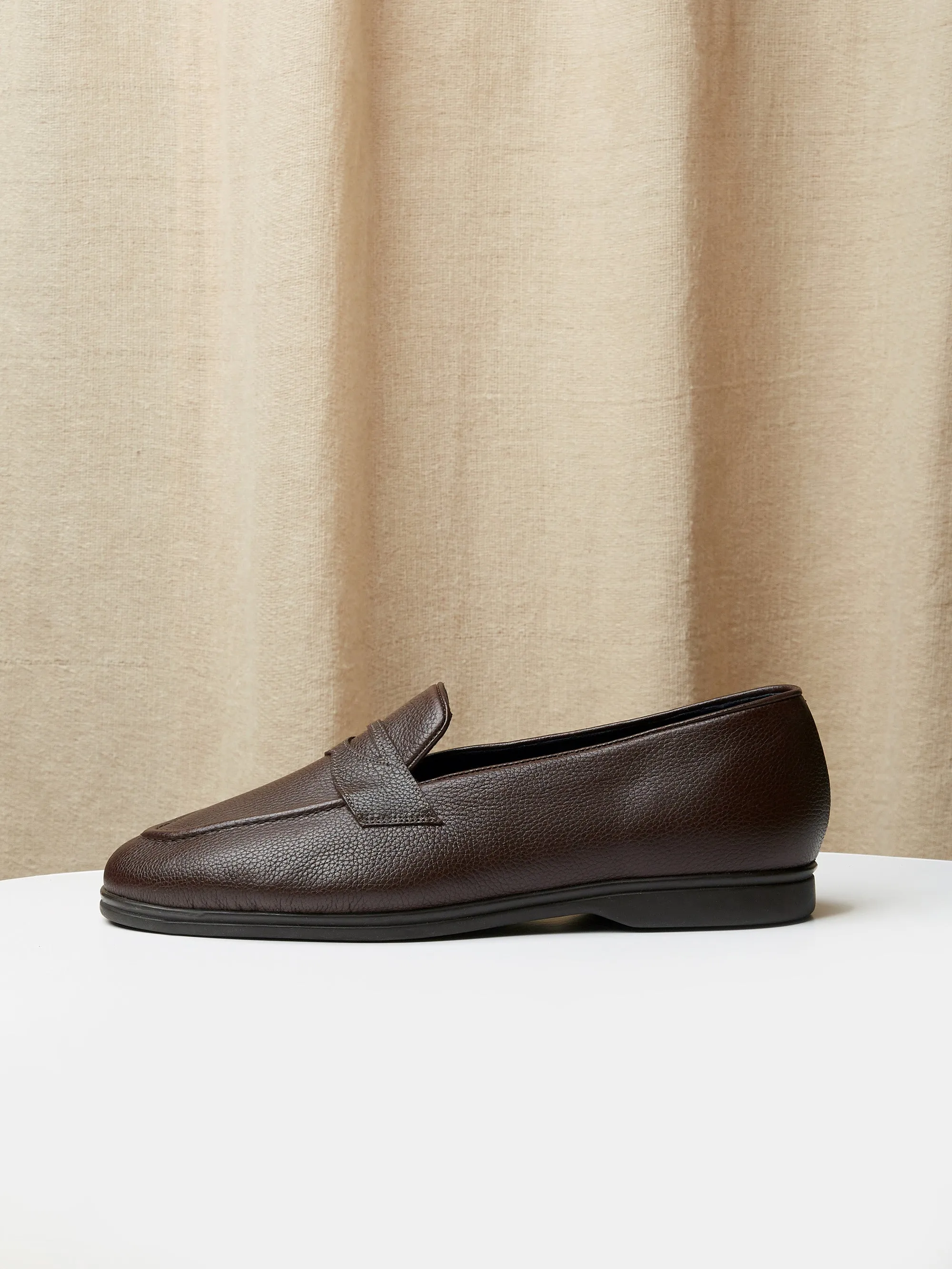 Penny Loafer in Brown Grain Leather