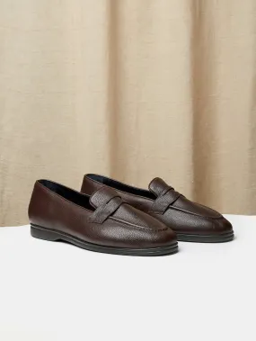 Penny Loafer in Brown Grain Leather