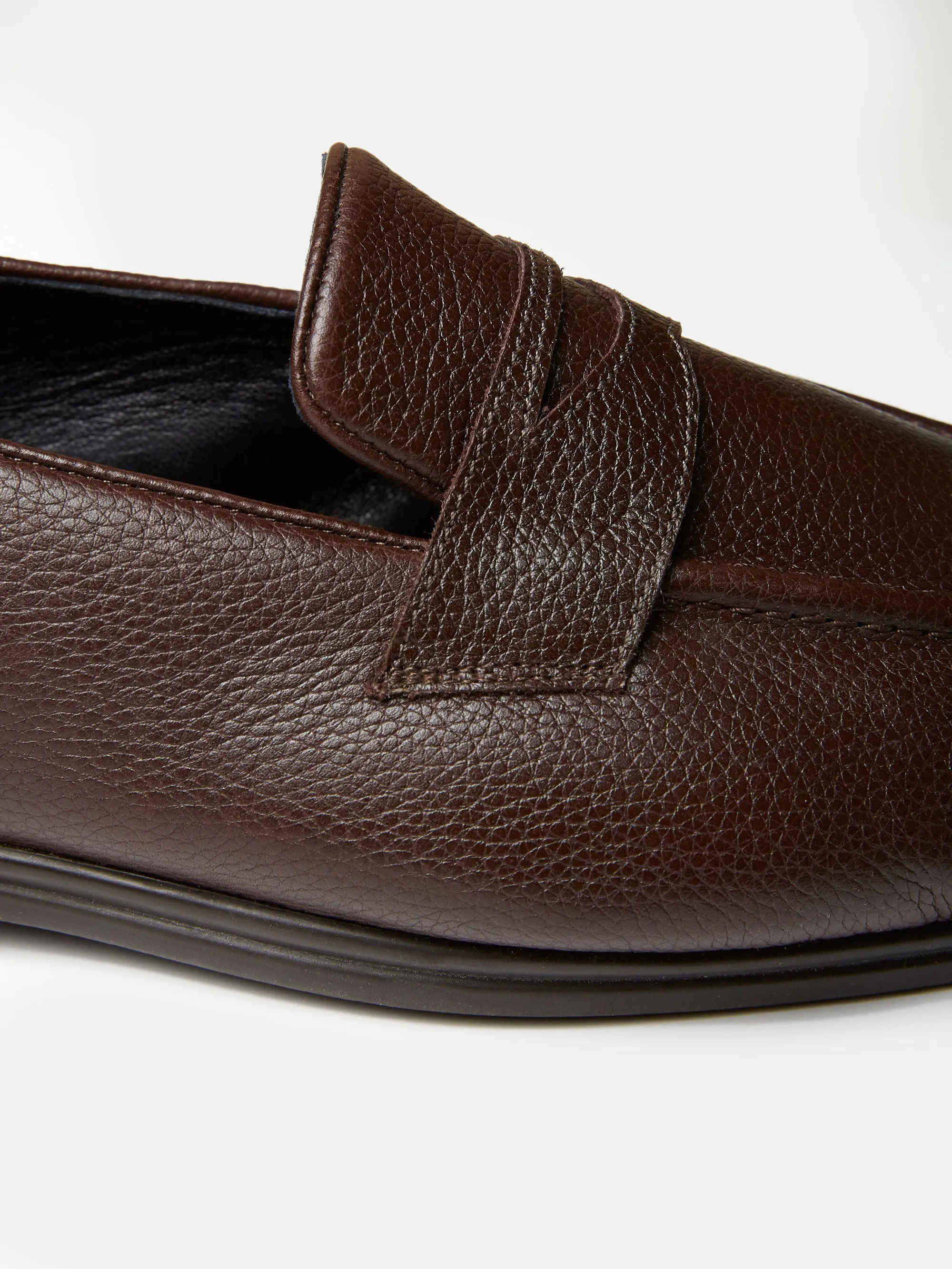 Penny Loafer in Brown Grain Leather