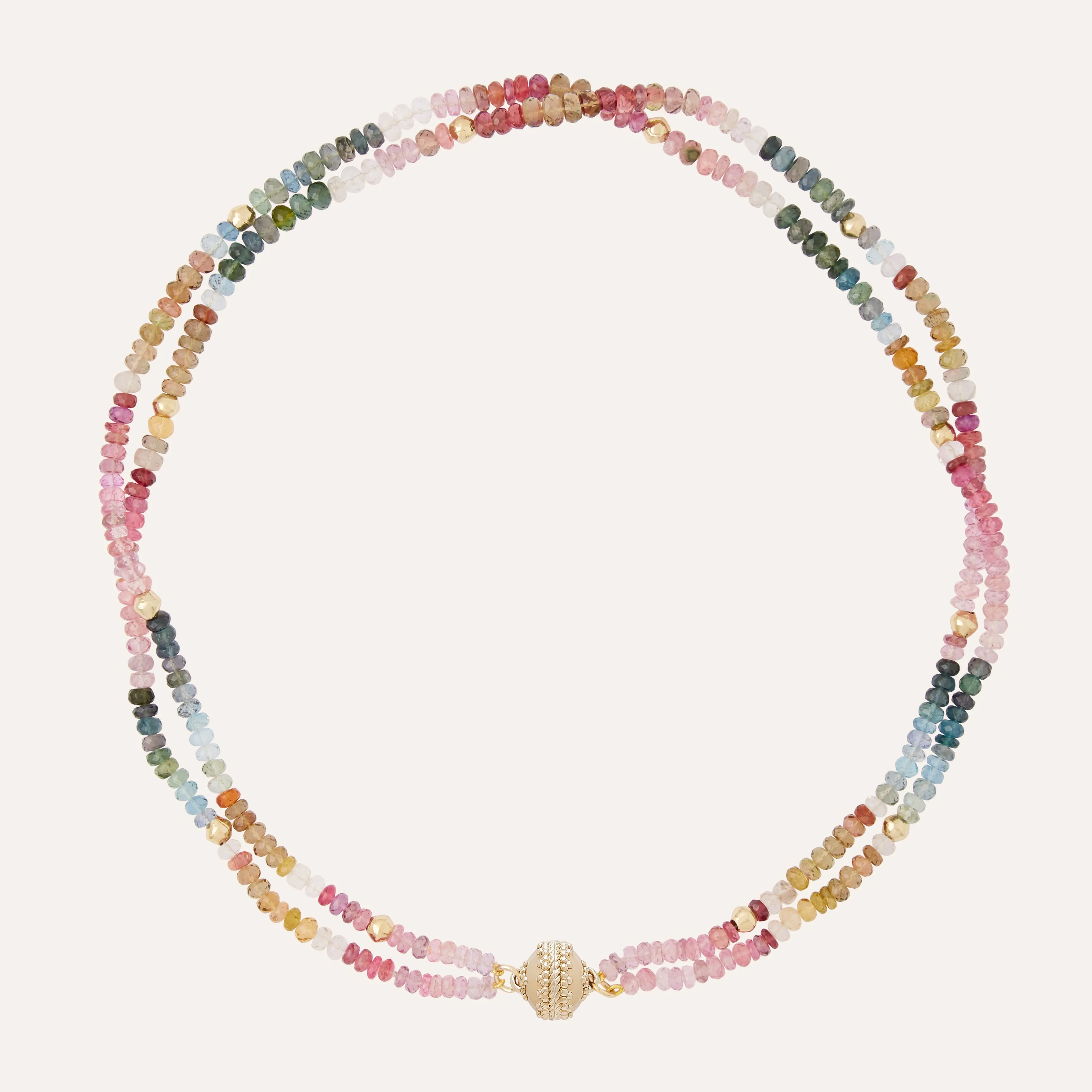 Peppercorn Multi-Colored Tourmaline Faceted Rondelle 4-6mm Double Strand Necklace