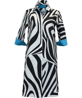 Perlavera Women's Blue / Black Clara Giant Zebra Brown Dress