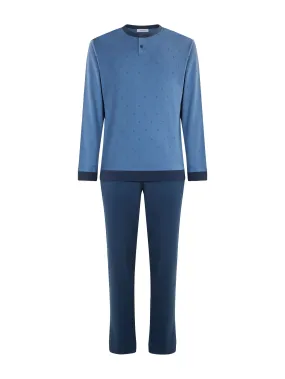 Pigiama a serafino in interlock di caldo cotone - Fant. Moonlight Blue