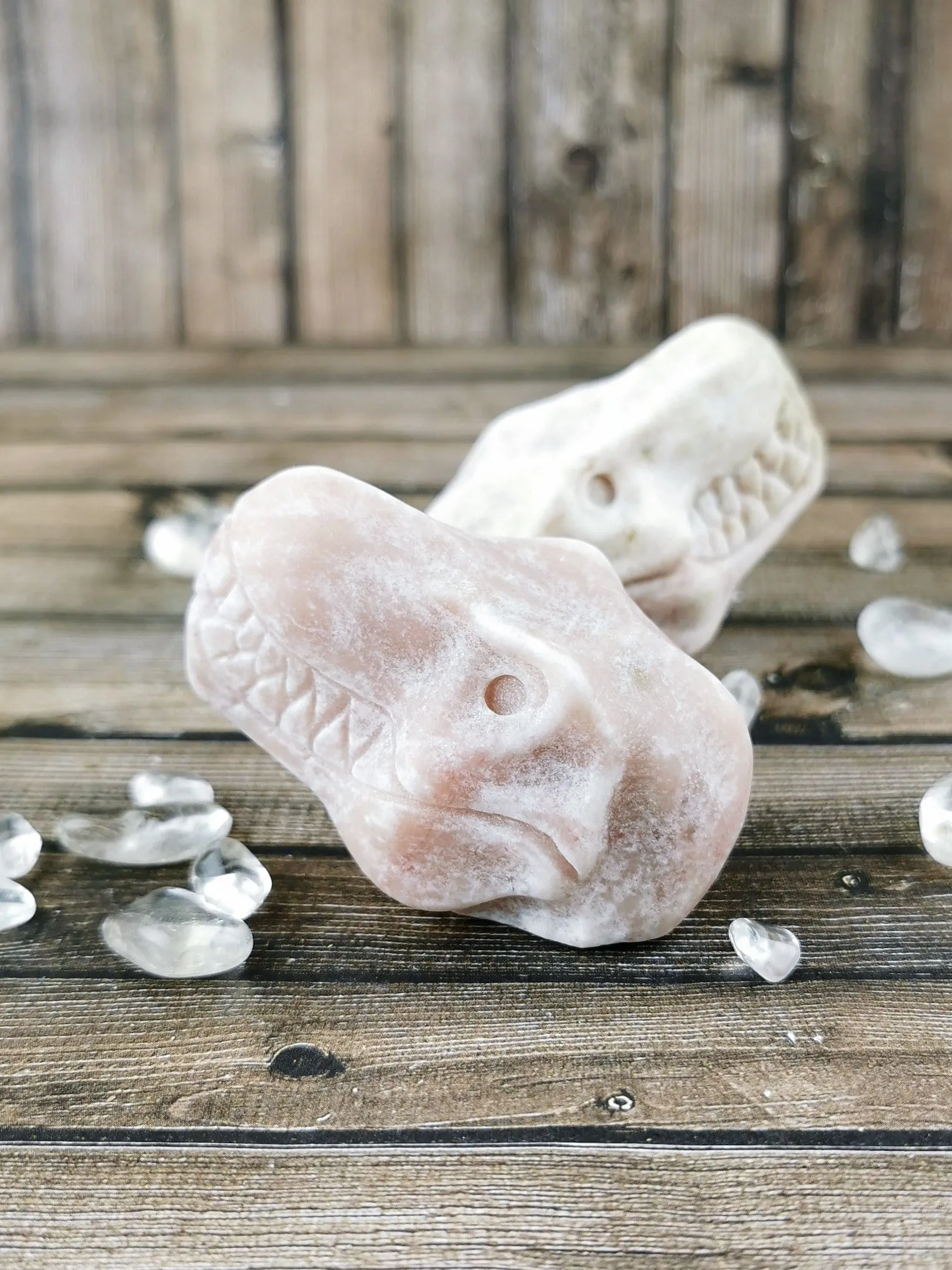 Pink Calcite Dinosaur Heads