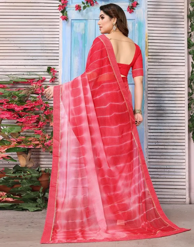 Pink Printed Lycra Saree