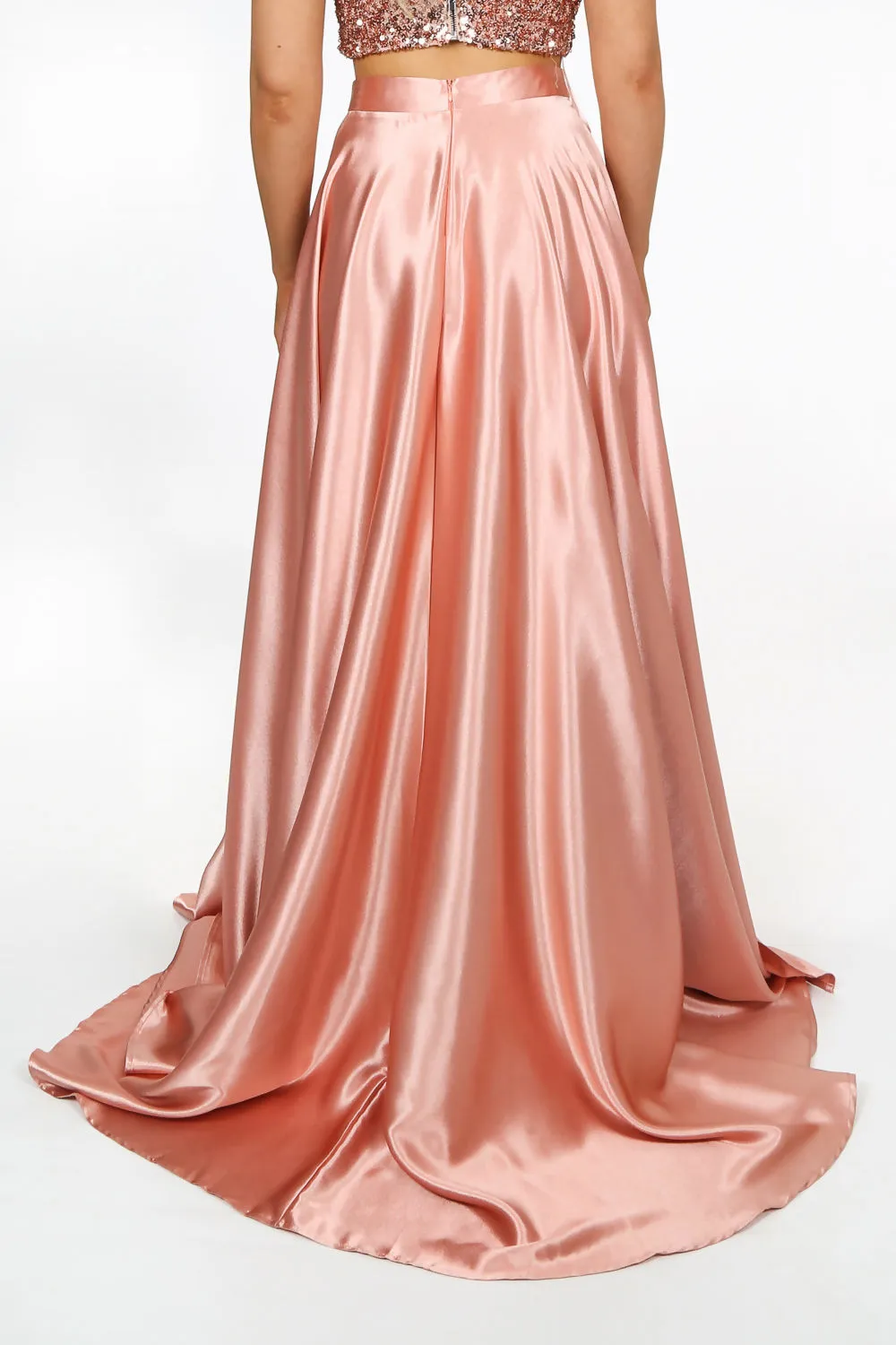 Pink Satin Maxi Skirt