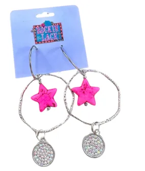 Pink Star Earrings - Double