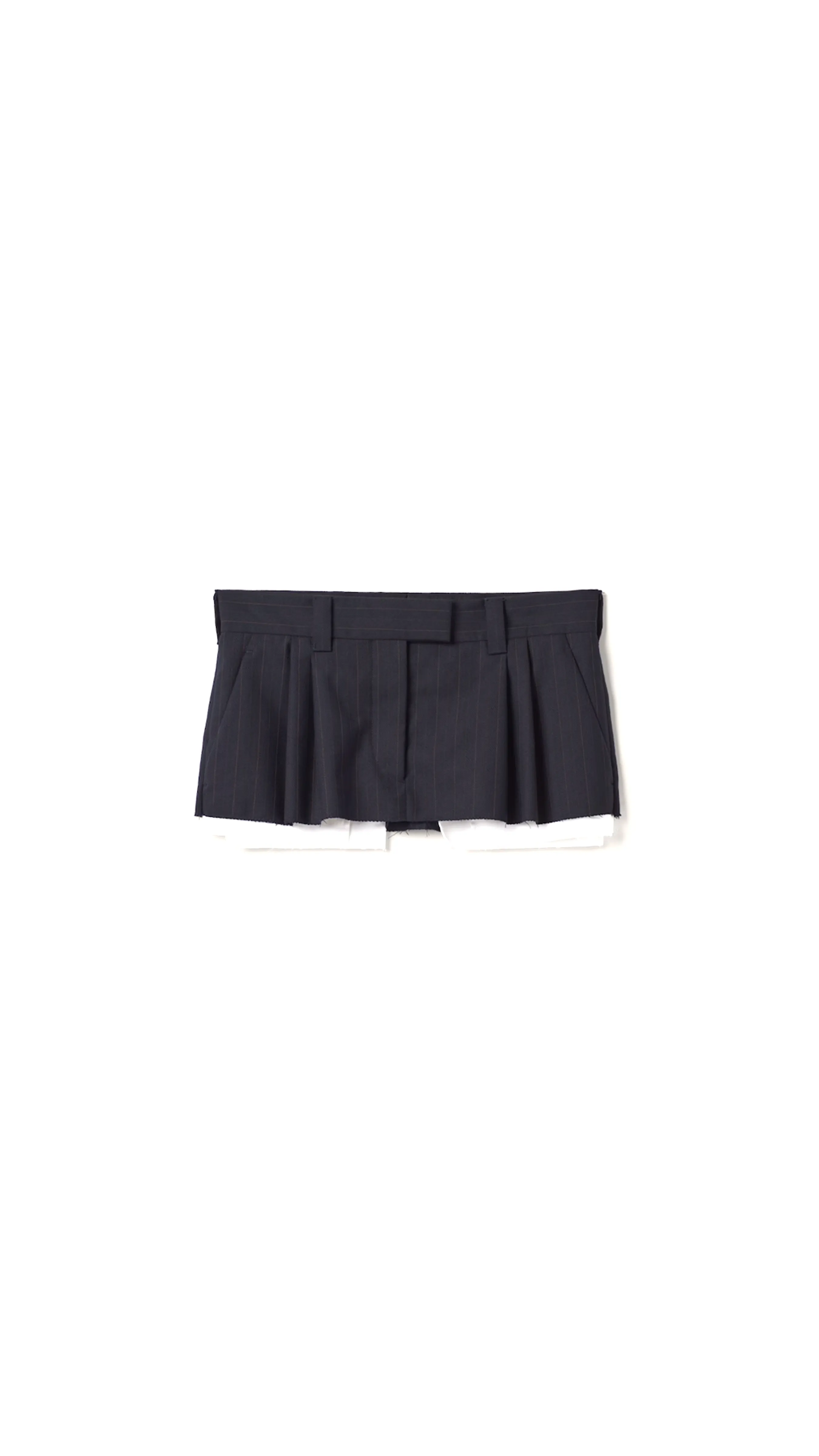 Pleated Pinstripe Miniskirt - Navy