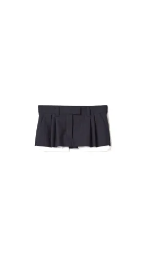 Pleated Pinstripe Miniskirt - Navy