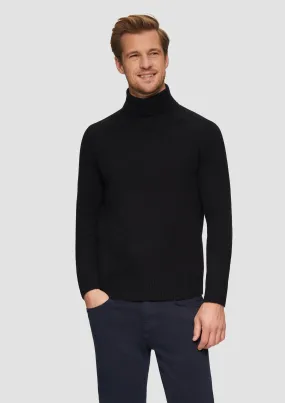 Polo neck jumper made of pure wool