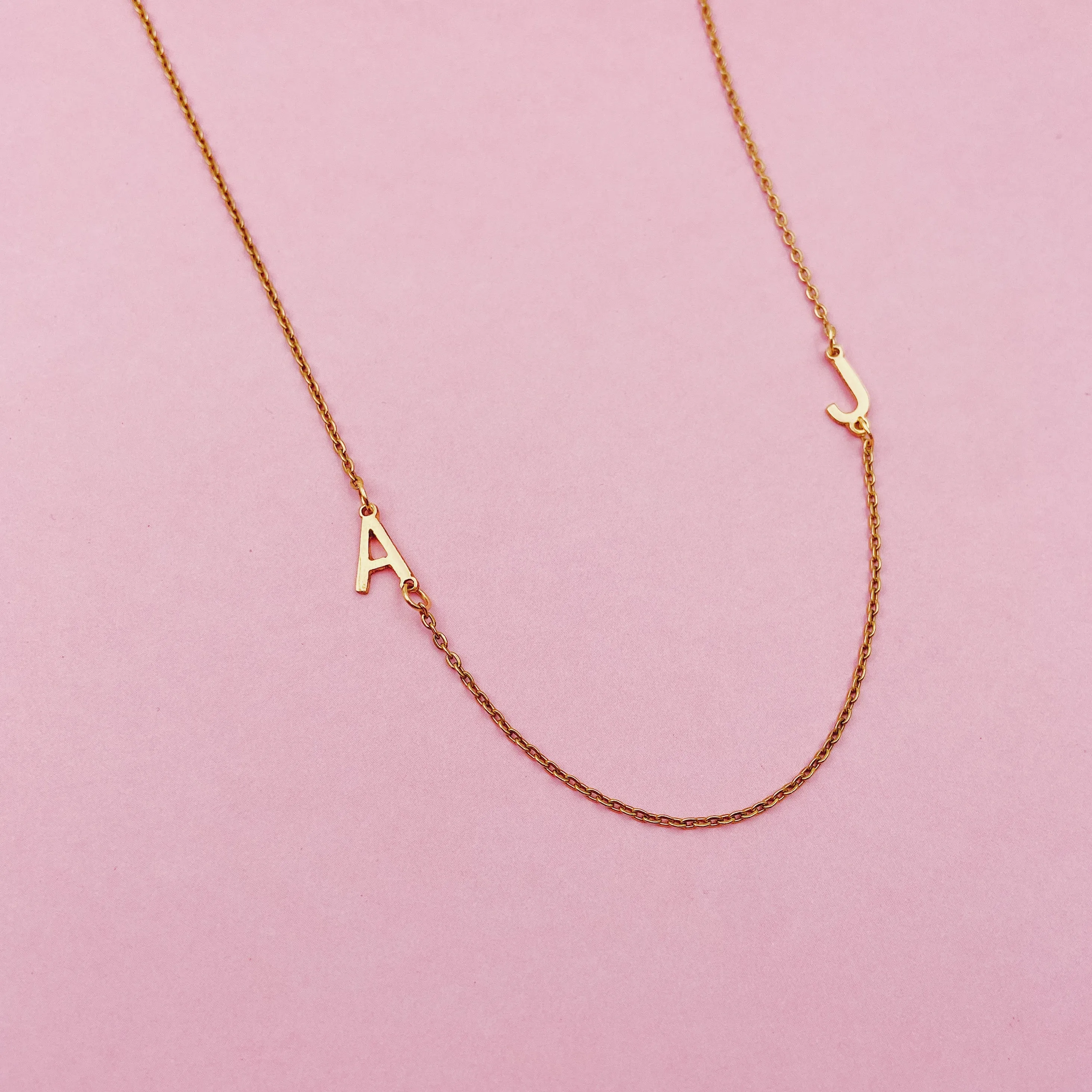 *PRE-ORDER Double Mini Sideways Initial Gold Filled Necklace