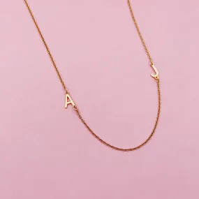 *PRE-ORDER Double Mini Sideways Initial Gold Filled Necklace