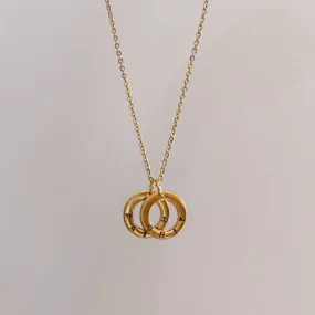 PRE-ORDER Lazer Engraved Double Ring Necklace (8 characters)