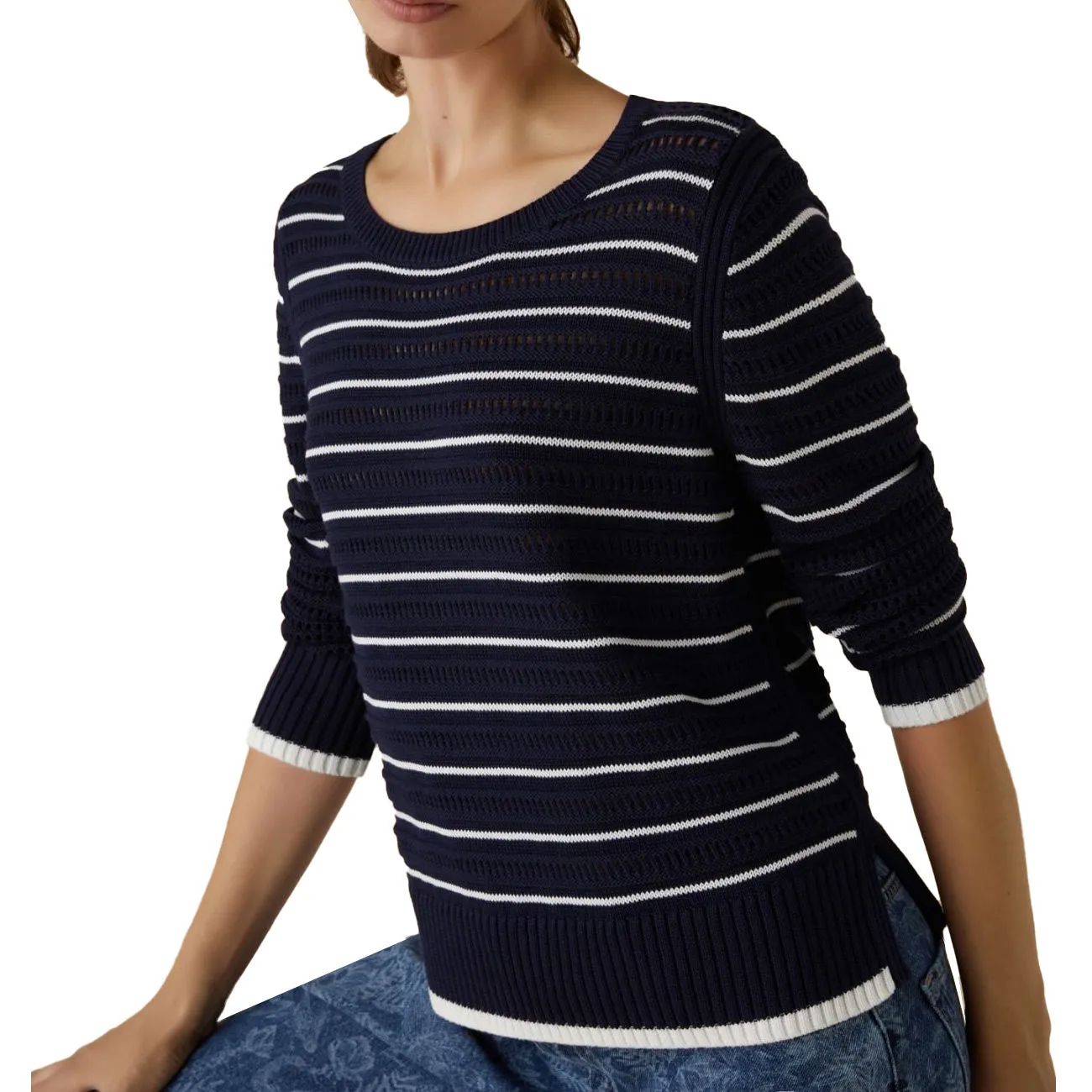 PULL SARAGO Donna Navy Bianco