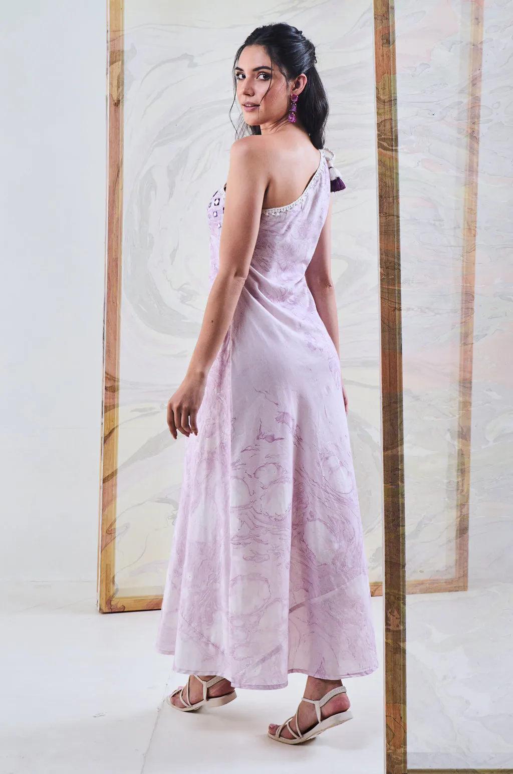 Purple Marble One Shoulder Dress