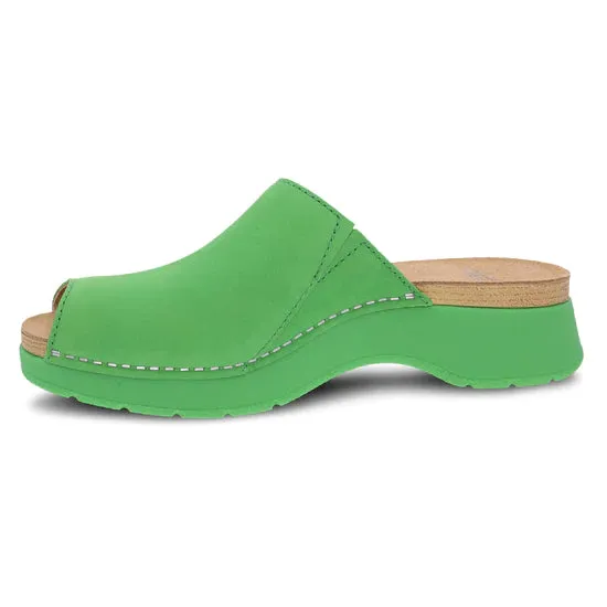  Ravyn Mule Peep-Toe Slide in Lime  