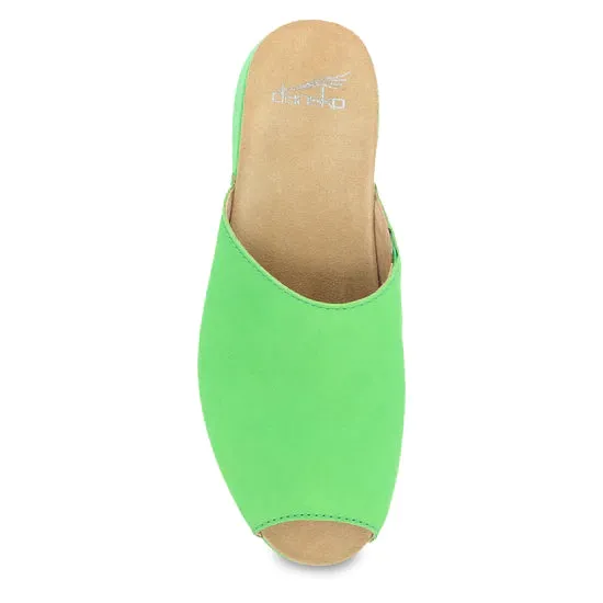  Ravyn Mule Peep-Toe Slide in Lime  