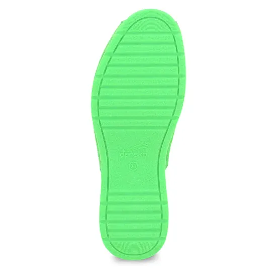  Ravyn Mule Peep-Toe Slide in Lime  