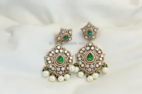 Real Moissanite Green Pota Earrings - Pearl Drops