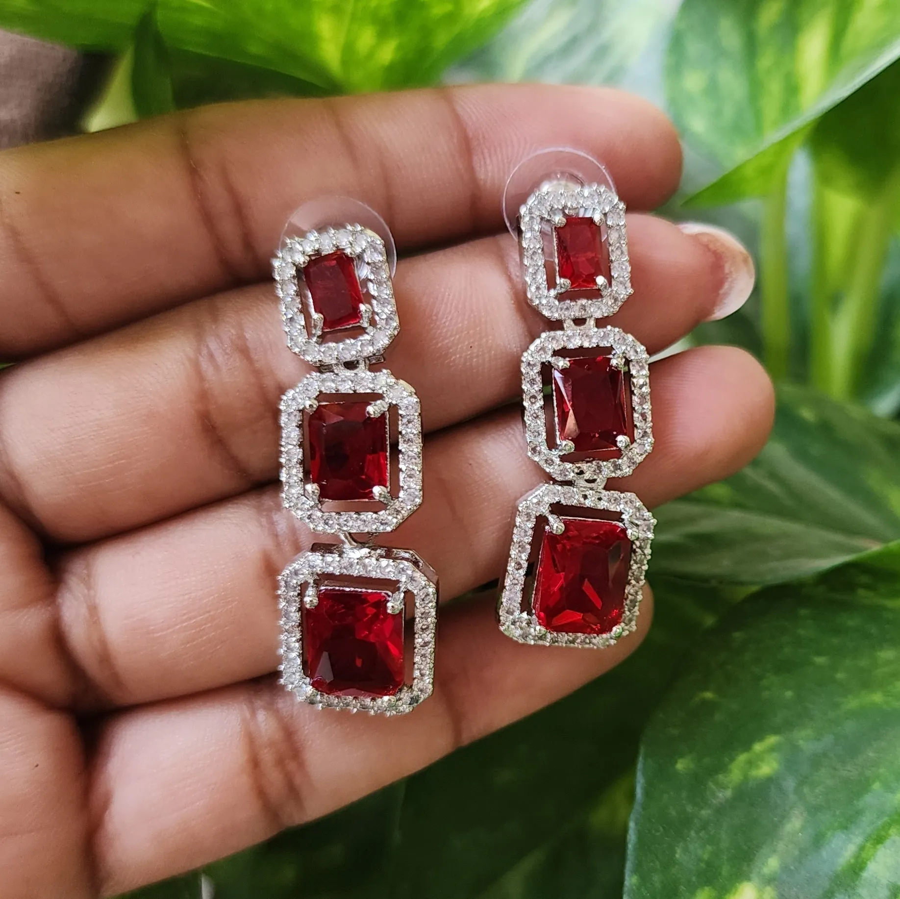 Red American Diamond Set