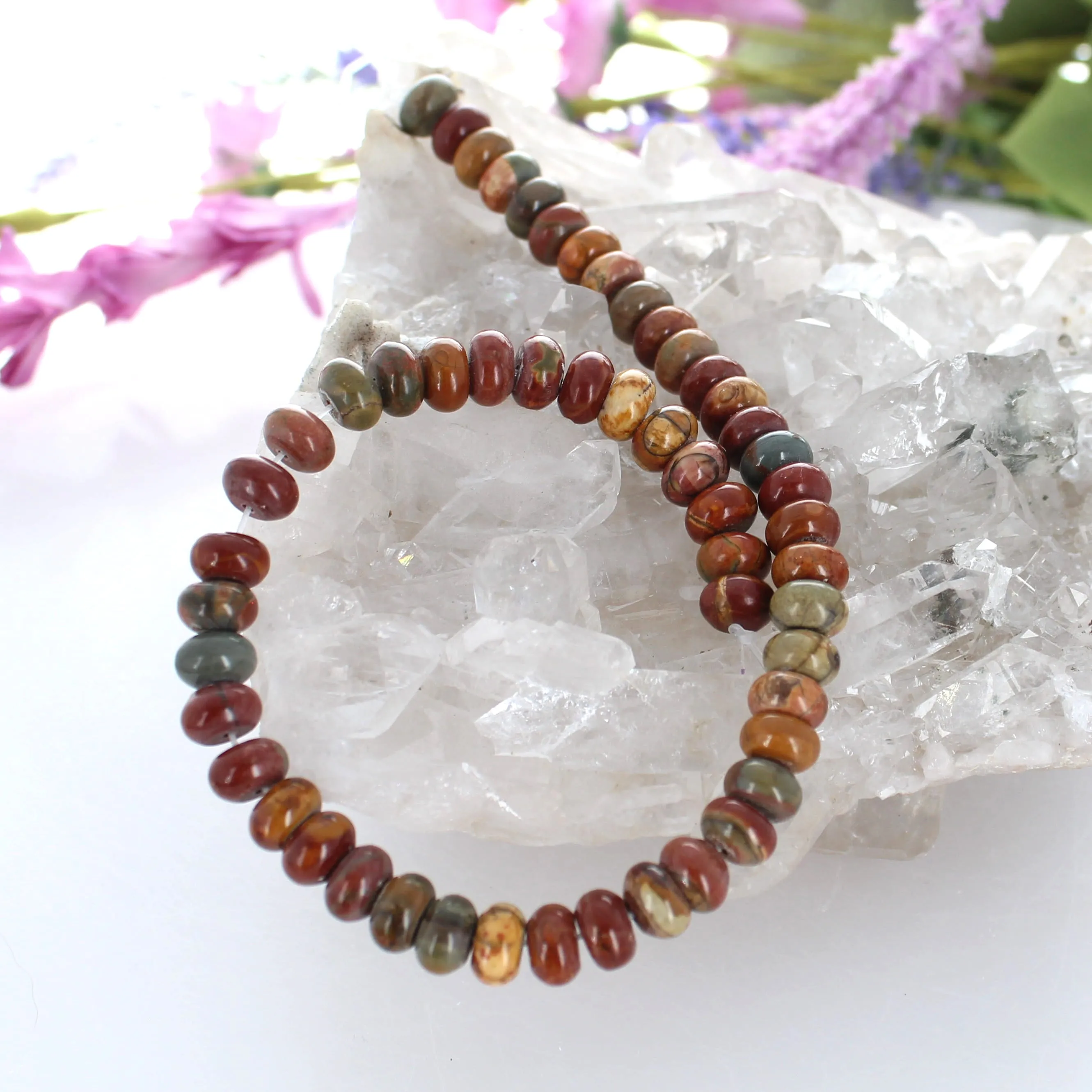 Red Creek Jasper 8.3mm Rondelle Beads 10