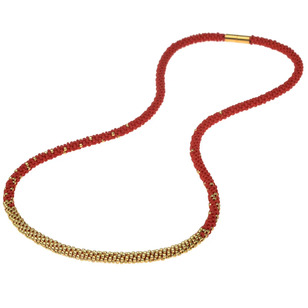 Refill - Long Beaded Kumihimo Necklace - Red and Gold - Exclusive Beadaholique Jewelry Kit