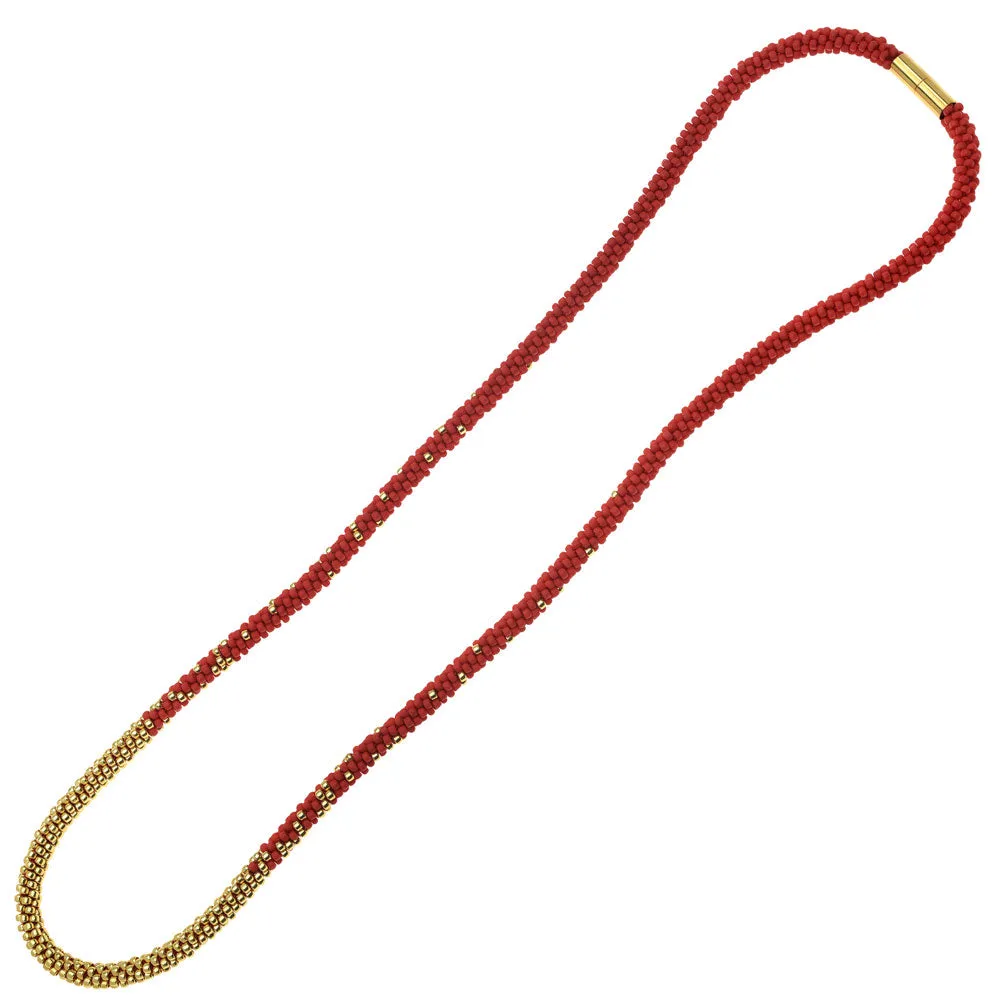 Refill - Long Beaded Kumihimo Necklace - Red and Gold - Exclusive Beadaholique Jewelry Kit