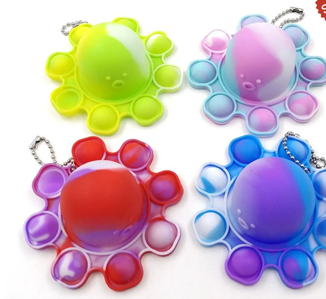 Reversible Octopus Pop-It Fidget Toy Keychain 3.5