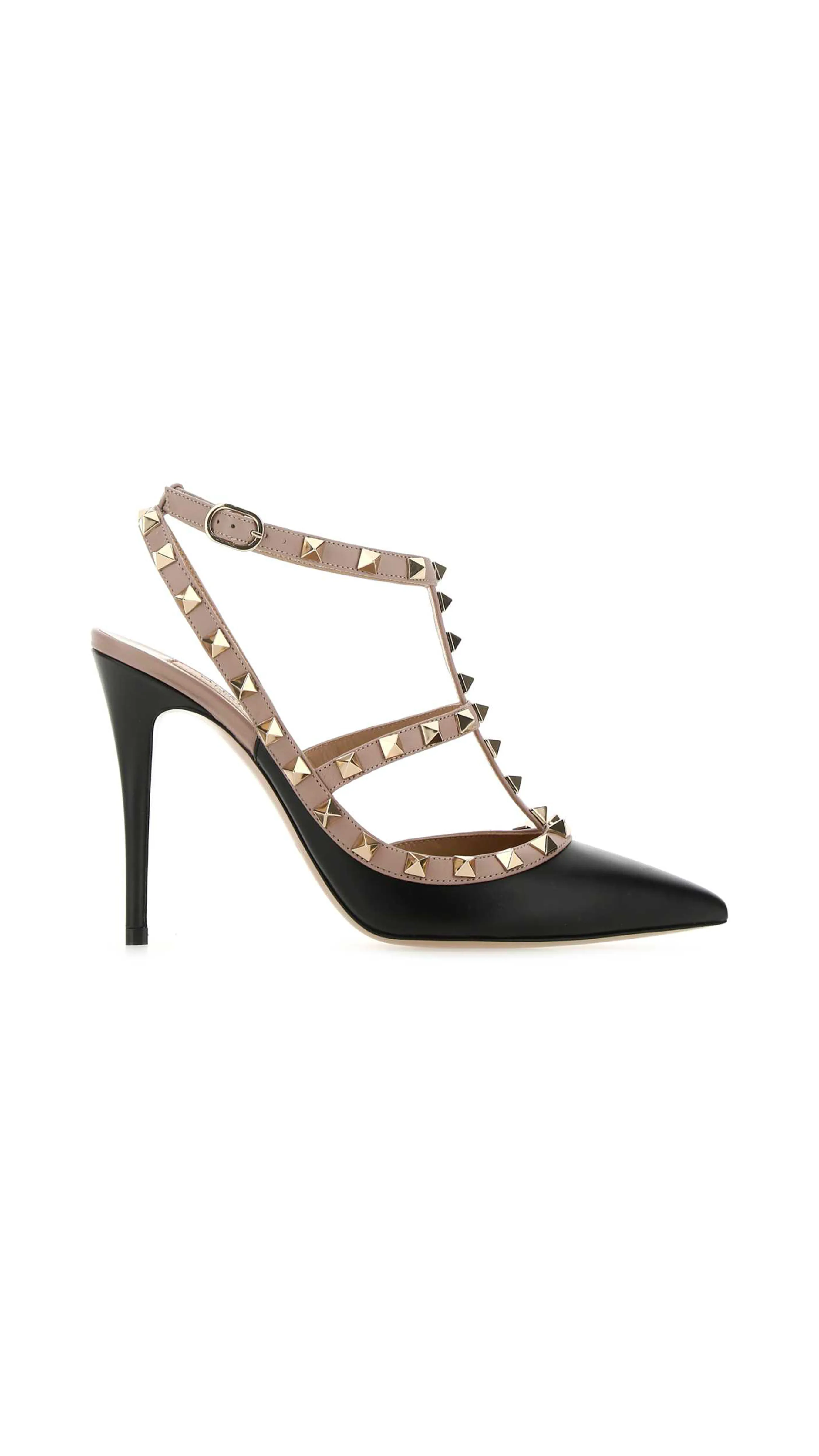 Rockstud Caged Pump 100MM - Black/Nude