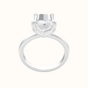 Rounded Solitaire Engagement Ring With Double Pave V Prong Head